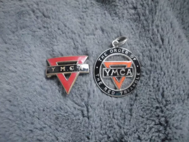 Ymca Badge & Medal Medallion ~ Order Red Triangle ~ Both Fattorini (2)