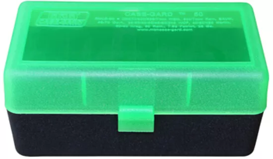 MTM Rifle Ammo Box - 50 Round Flip-Top 270 Win 30-06 25-06 - Clear Green/Black R