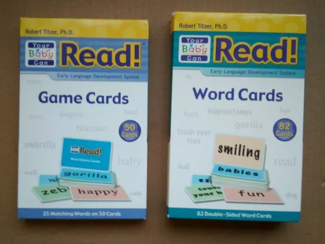 Robert Titzer Your Baby Can Read! "50 GAME CARDS" and "82 WORDS CARDS" Lot CIB's