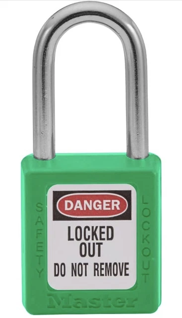 MASTER LOCK 410GRN Lockout Tagout Safety Padlock with Key KD,Green-0.25 ...