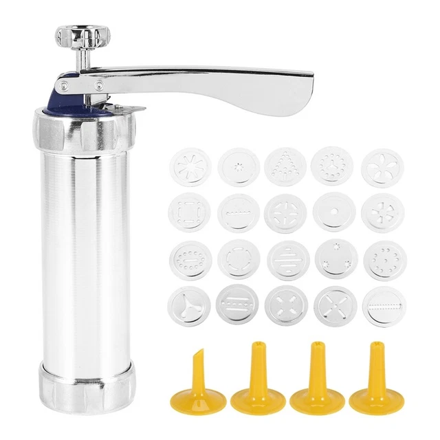 Spressa per biscotti in acciaio inox, spremiagrumi a spruzzo, set smalto con 20 stampi per biscotti V8W1