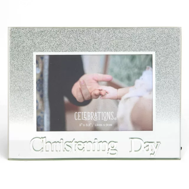 Christening  - Silver/Glitter Acrylic Photo Frame