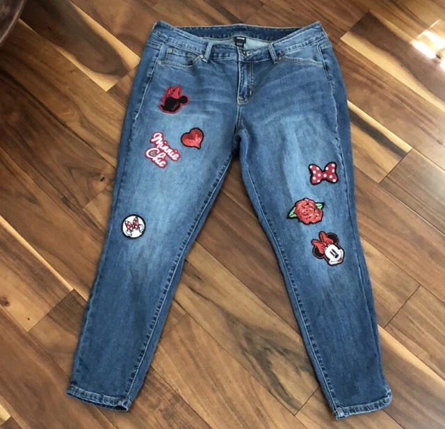 Disney Minnie Mouse Patches Cropped Jeans Size 12 Disney Minnie Mouse Patches Cropped Jeans Size 12