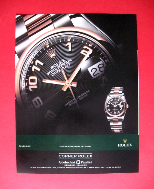 Publicite De Presse Rolex Oyster Perpetual Datejust Montre Ad 2009