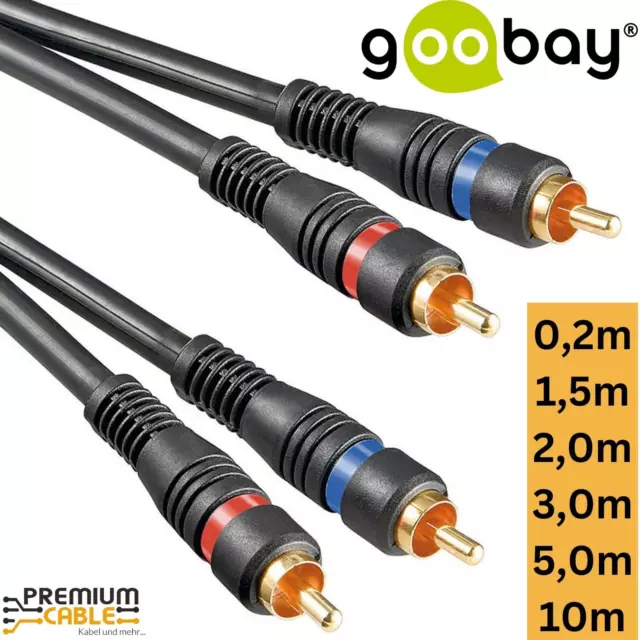 0,2 bis 10m Cinch Kabel Goobay®  Audio RCA Anschlusskabel 2* Stecker Stereo OFC