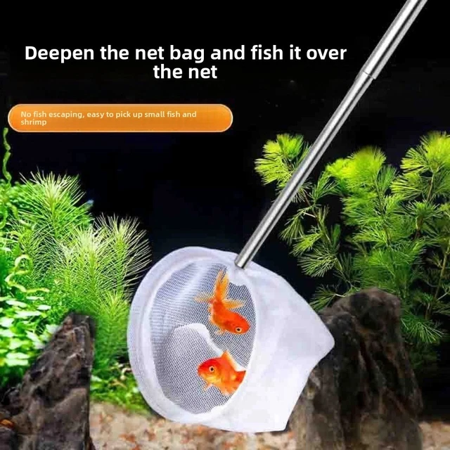 METAL HANDLE MINI Fishing Nets Telescopic Pole Aquarium Fish Nets Home ...