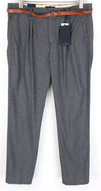 Scotch & Soda Stuart W33/L32 Uomo Pantaloni Chio Stile Sottile Grigio Pieghe