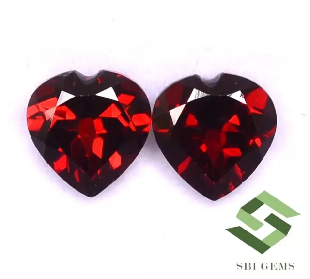 8x8 mm Certified Natural Red Garnet Heart Shape Cut Pair 4.45 CTS Loose Gemstone