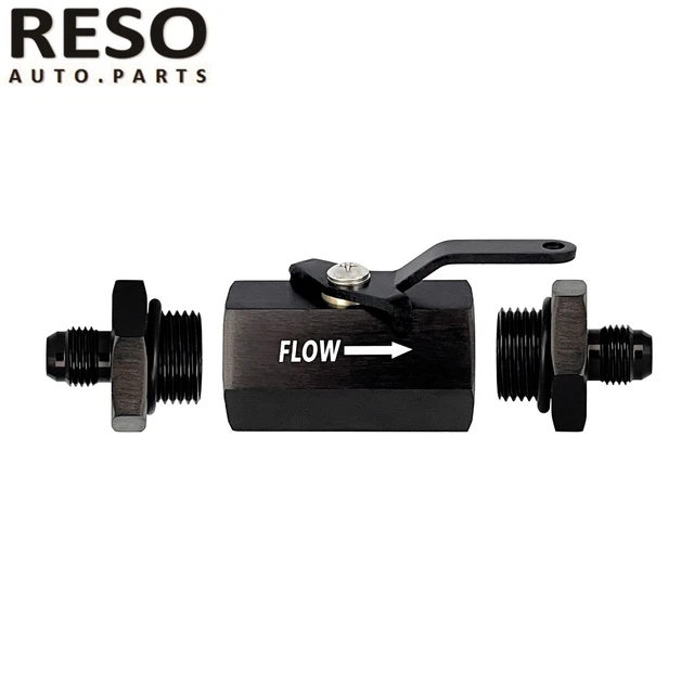 AN6 INLINE FUEL Shut Off Valve Cut Off Flow Control w/ Cable Lever 6AN