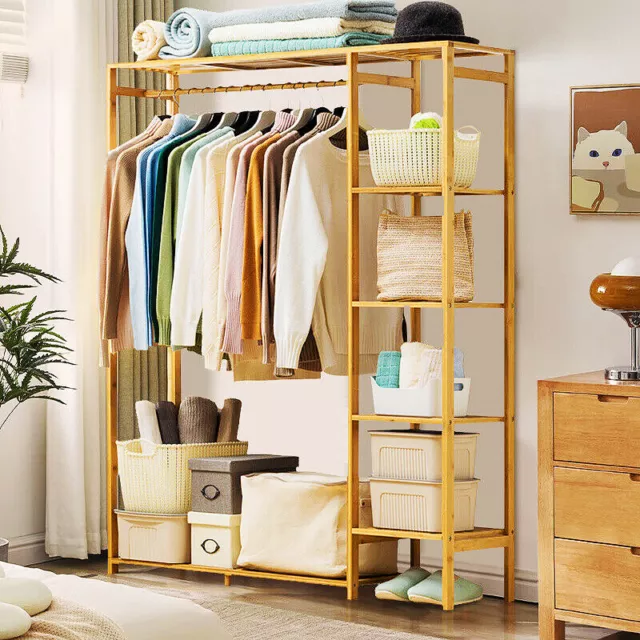 Holz Kleiderschrank Garderobenschrank mit Vorhang Offene Garderobe Schlafzimmer