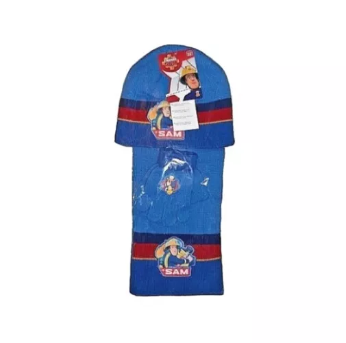 Ensemble hiver pour  garçon Sam le pompier bonnet , écharpe et gants bleu  neuf