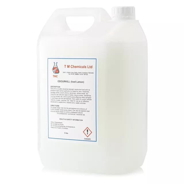 ODOURKILL - (Iced Lemon) - HIGHLY CONCENTRATED INDUSTRIAL DEODORISER  (5 LITRES)