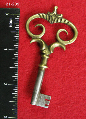 Antique Skeleton Key - Fine Ornate Brass Top - More Exotic Rare Old Keys Here!