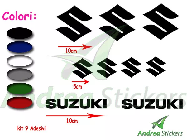 Kit Adesivi Suzuki 9 pezzi vinile prespaziato - auto moto stickers decal tuning