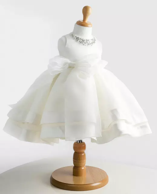 Newborn Baby Girls White Christening/Birthday/Prom Tutu Party Princess Dress