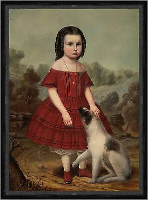 Portrait of Alice Lyons John Jacob Hegler Kinder Mädchen Kette Hund Faks_B 02641