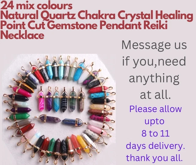 Natural Quartz Chakra Crystal Healing Point Cut Gemstone Pendant Reiki Necklace