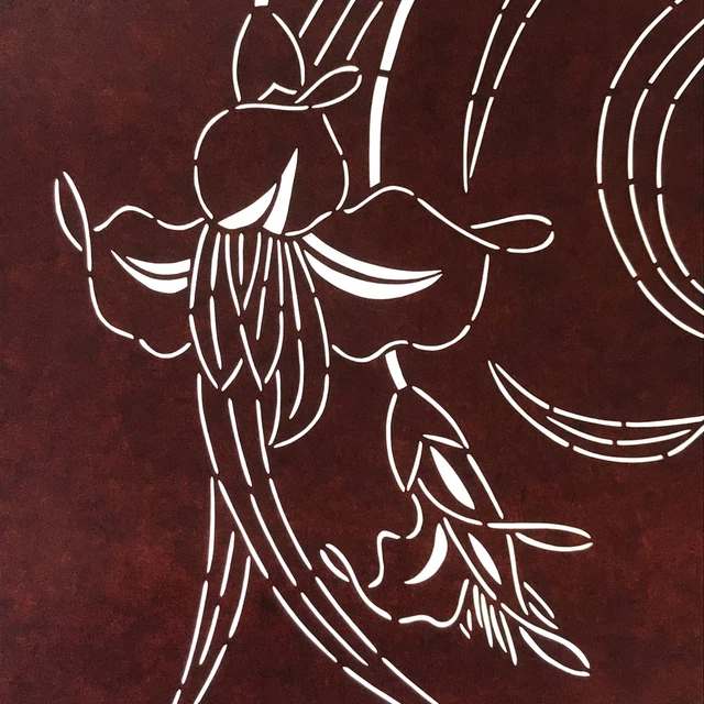 Antique Japanese Katagami Kimono Paper Stencil Katazome Water Iris 4Y505