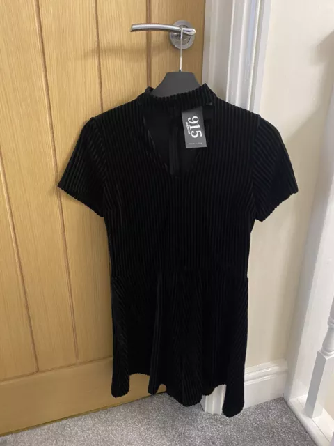 girls New Look velvet black shorts jumpsuit / Playsuit age 13