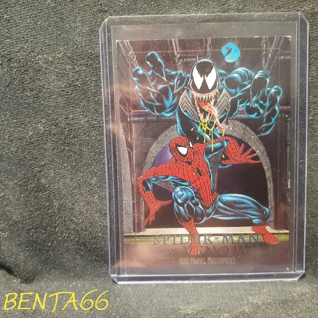 1992 Marvel Masterpieces Series 1 🔥 Spiderman vs Venom Battle Spectra Etch (B)