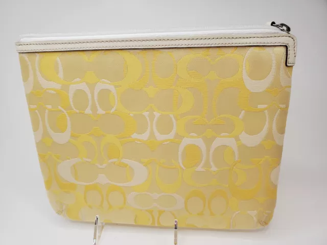 Coach Signature Zip Top Padded iPad/Tablet Sleeve/Case Yellow Canvas 8 1/2"×11"