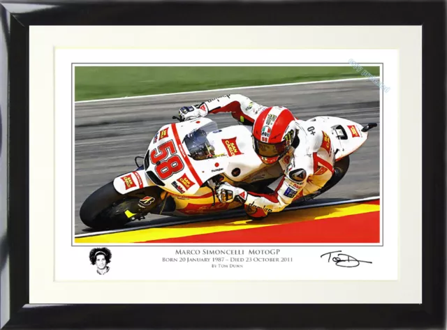 FRAMED Marco Simoncelli Signed by Artist MotoGP Art Print Memorial Edition Rossi