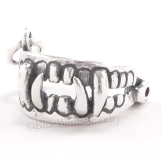 FANGS Charm Dracula pendant Sterling Silver HALLOWEEN charm 925 Opens 3D .925