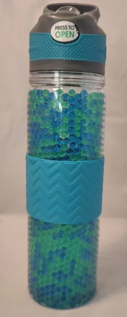 Canteen Double Wall Plastic Sports Drink Water Bottle Beaded Freeze Gel 18 oz.