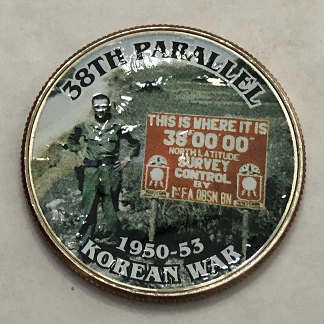 Colorized Kennedy half dollar. 38TH PARALLEL. KOREAN WAR 1650-1953. #56