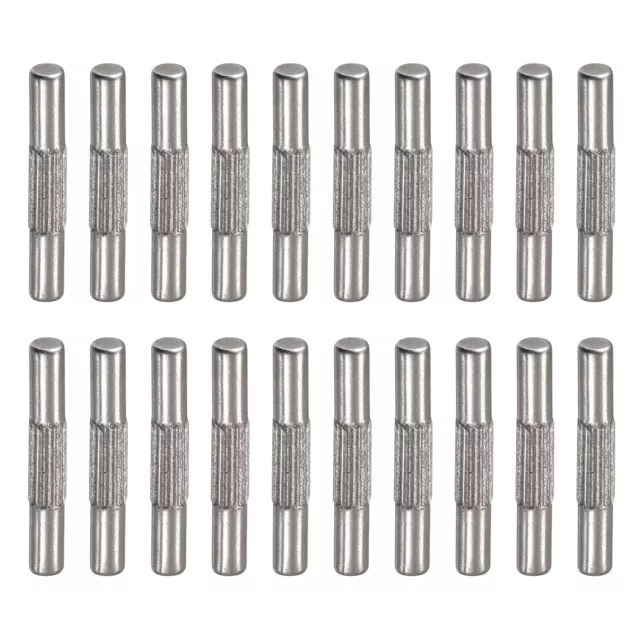 2x14mm 304 Stainless Steel Dowel Pins, 20Pcs Center Knurled Chamfered End Pin