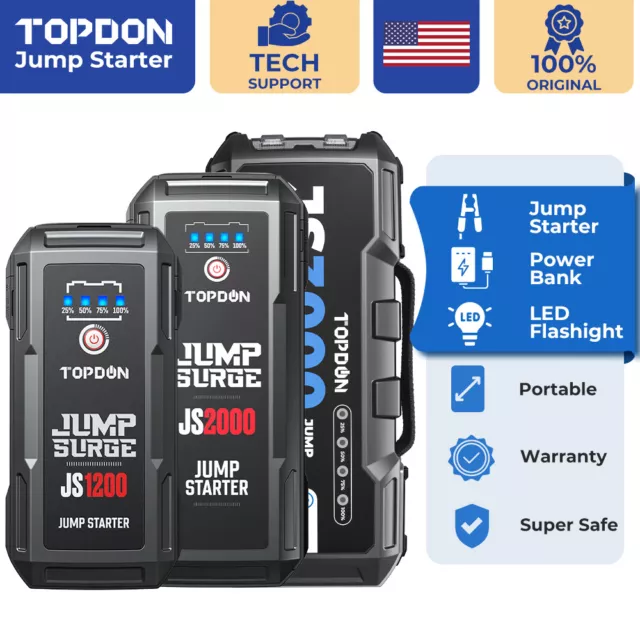 TOPDON JS Series Car Jump Starter Booster Jumper Box Power Bank Battery Charger