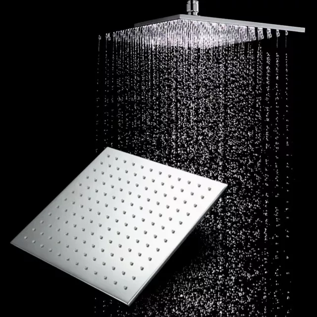 8 Inch Square Rain Shower Head Stainless Steel Shower Head High Pressure Shower