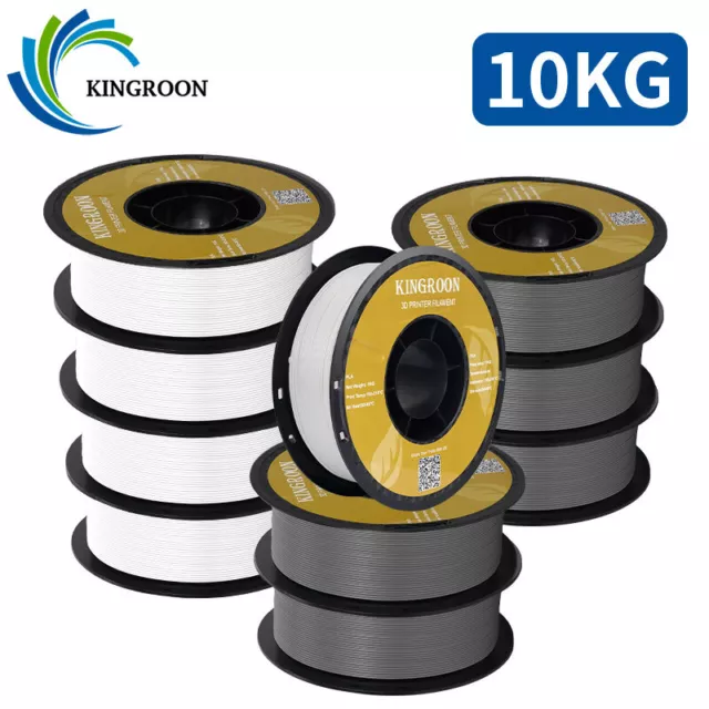 Kingroon 10KG PLA 1.75 mm 3D Drucker Filament Bündel 10 Rolle 5KG Weiß 5KG Grau