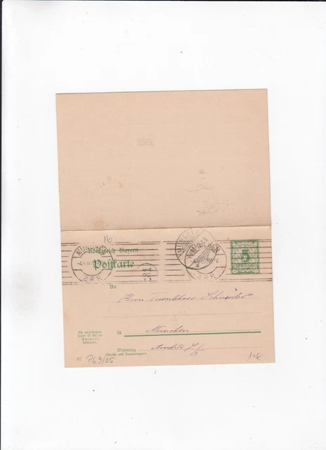 DM046/ Bayern Ganzsache 68 / 05 DOPPELKARTE oo