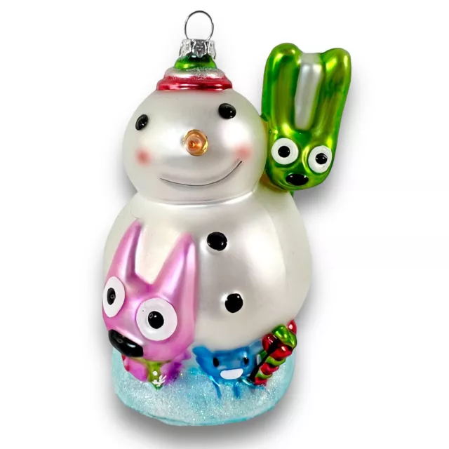 HALLMARK Keepsake HOOPS AND YOYO Snowman SNOW BUDDIES Glass CHRISTMAS ORNAMENT