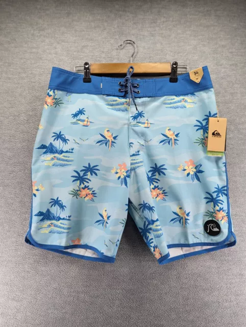 Quiksilver Highline Boardshorts Surfsilk Scallop Tropical Size 34 Islands Parrot