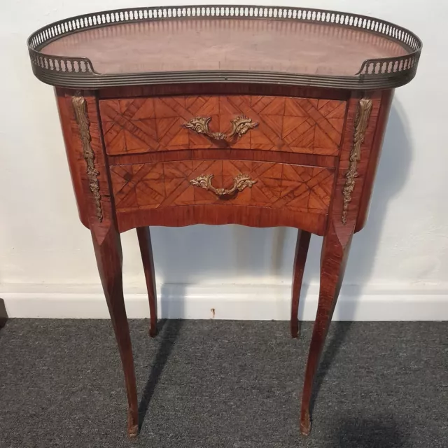 Small French Style Gallery Top Bedside Lamp Table Cabinet