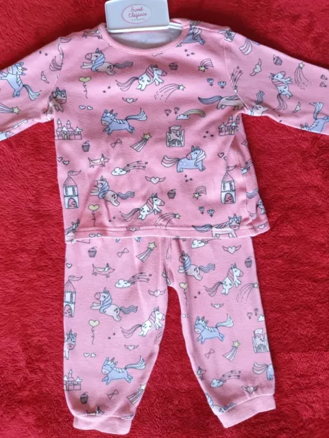 Baby Girls Unicorn Pink Pjs Size 9-12 Brand George Excellent Condition