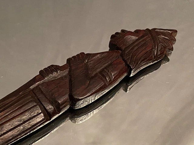 Coupe-papiers bois massif sculpté profil d'Indien d'Amazonie Brésil Vargas 1940 3