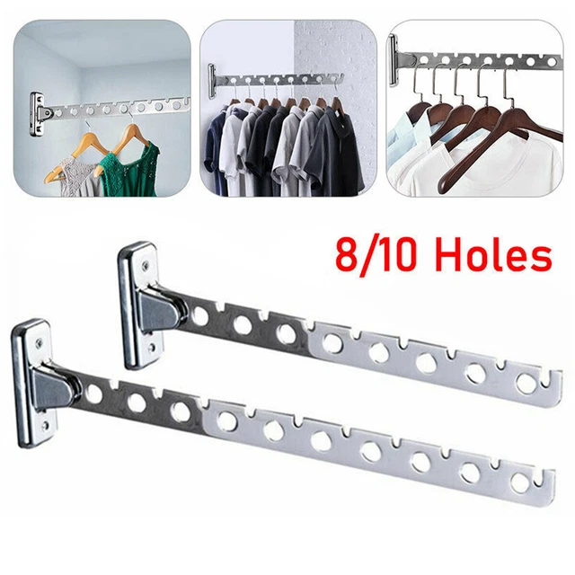 Home Folding Wall Mounted Clothes Hanger Rack Coat Drying Hook Stainless Steel◚
