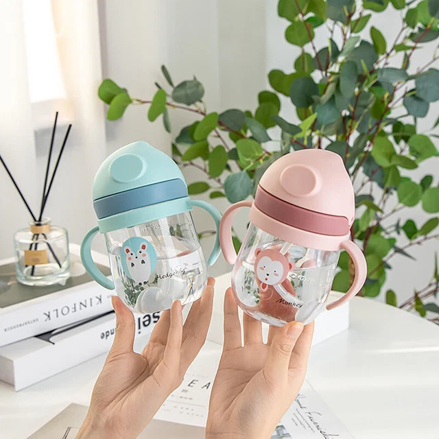 Babybecher mit Strohhalmflasche Trinkwasser Kinder Trinkbecher Griff Kleinkix  q