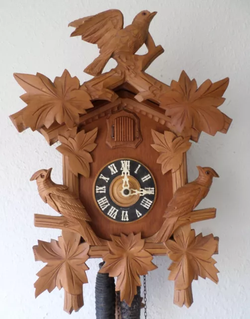 Stunning Rare Antique German Black Forest Eduard Herr 3 Bird Fancy Cuckoo Clock!