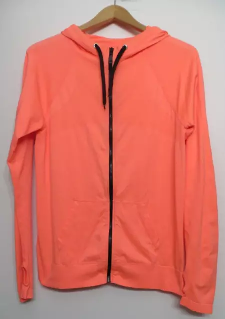 BCG Full Zip Lightweight Sweatshirt Womens Large Hooded FITTED Coral Orange