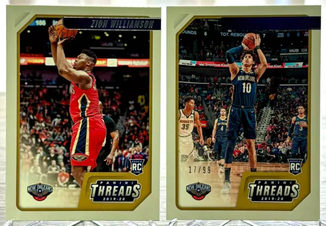 2019-20 Panini Chronicles Threads Lot of 2 - Z. Williamson RC & J. Hayes RC