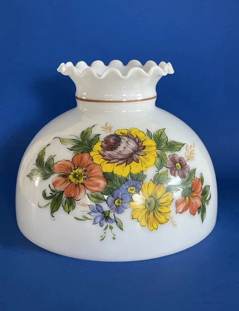 Vintage GWTW 10" Fitter Brilliant Bouquet Oil Or Electric Glass Dome Lamp Shade