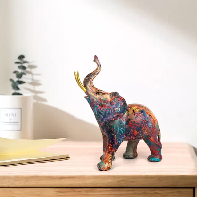 Resin Elephant Statue Desktop Ornaments Graffiti Handicrafts for TV Wine Cabinet