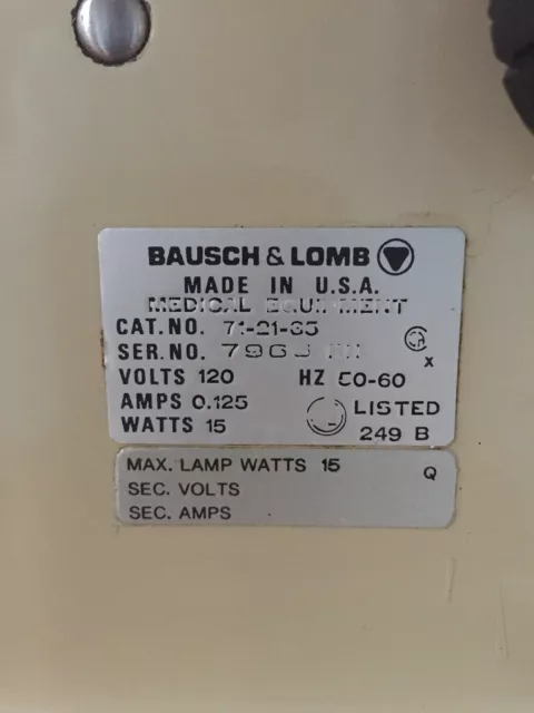 Bausch & Lomb Keratometer 71-21-35 For Parts Lamp Works Fine 2