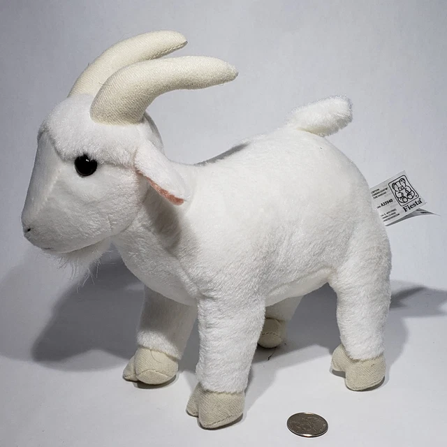 Fiesta Standing White Billy Mountain Goat Ram With Horns Beard Poseable 9" Plush
