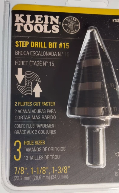 Klein Tools KTSB15 Step Drill Bit #15   7/8", 1-1/8", 1-3/8"  #1150 NEW 3