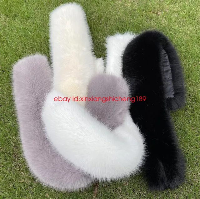 Extra Large Soft Fox Fur Collar scarf trim for Down Jacket Hood Scarf Top Fluffy